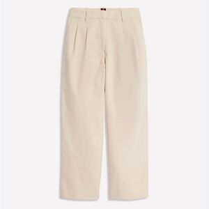 Women's Cream Wide-Leg Pleated Trousers